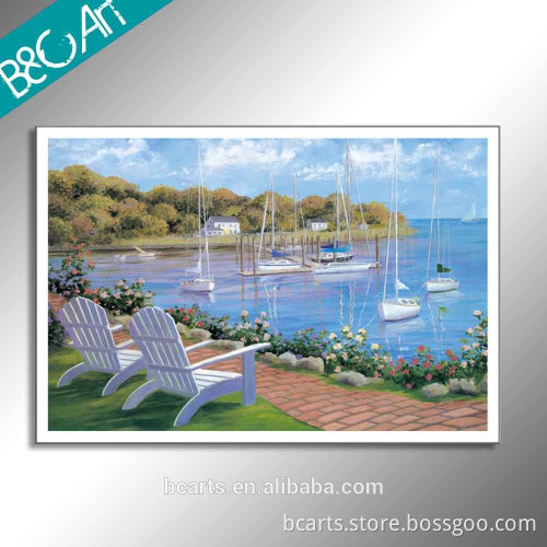 Pop scenery modern small boat beautiful seaside oil painting wholesale